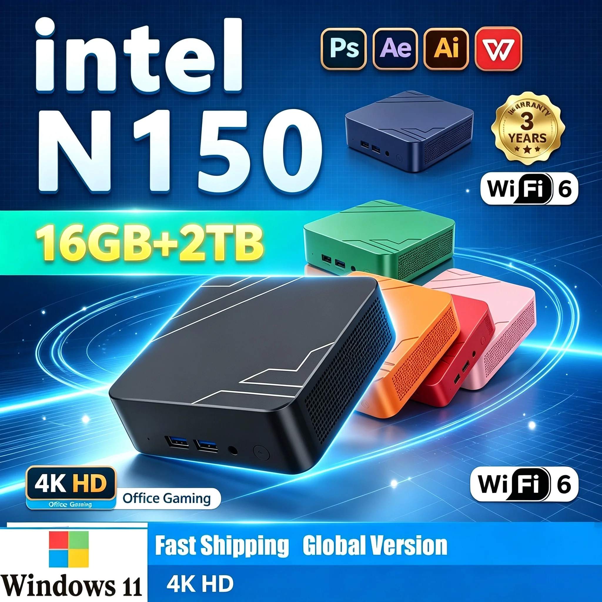 Home Office Windows 11 - Nuovo Mini PC Intel Core N150,