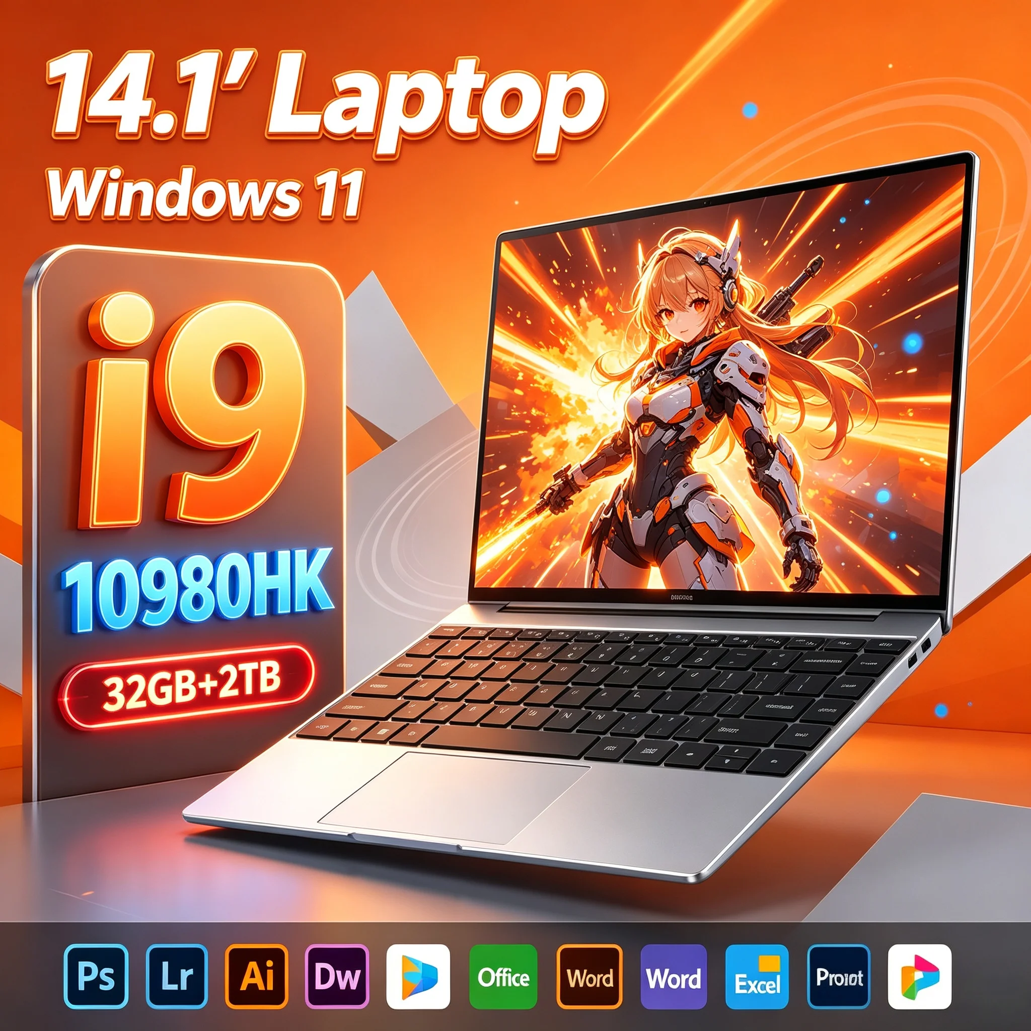 Home Office Windows 11 - Laptop portatile ultra sottile da 14,1