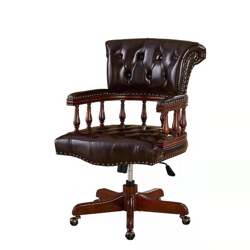 Home Office Of Uk - Poltrona Girevole Chesterfield in Vera Pelle