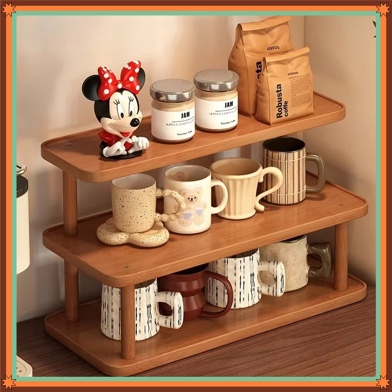 Desktop Organizer Bamboo - Porta Tazze da Caffè Vintage Mid-Century,