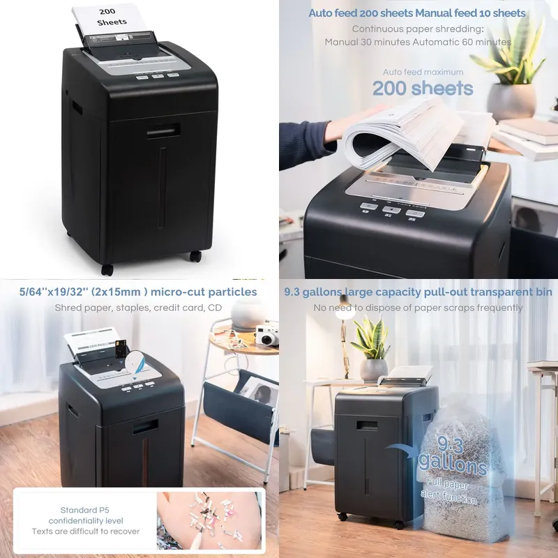 Paper Shredder Micro - Distruggidocumenti Industriale P5 35L con Alimentazione