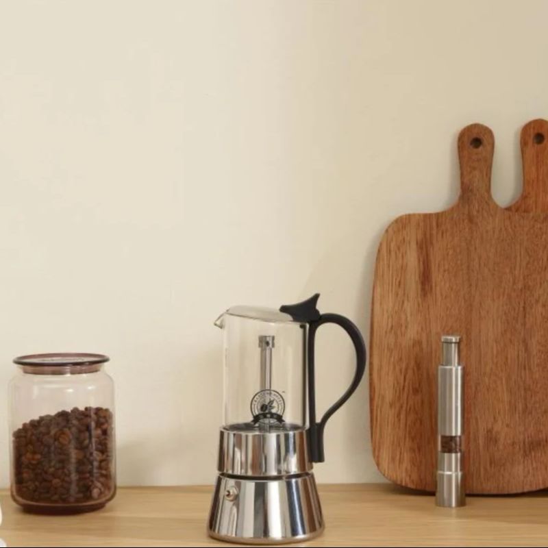 Home Office Moka - Caffettiera Moka Trasparente da 4 Tazze: