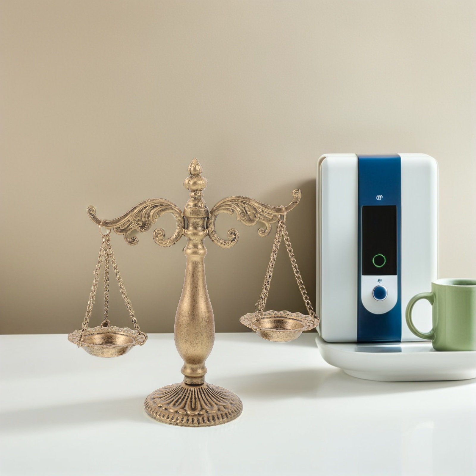 Home Office With Library - Bilancia a Libra in Metallo Stile