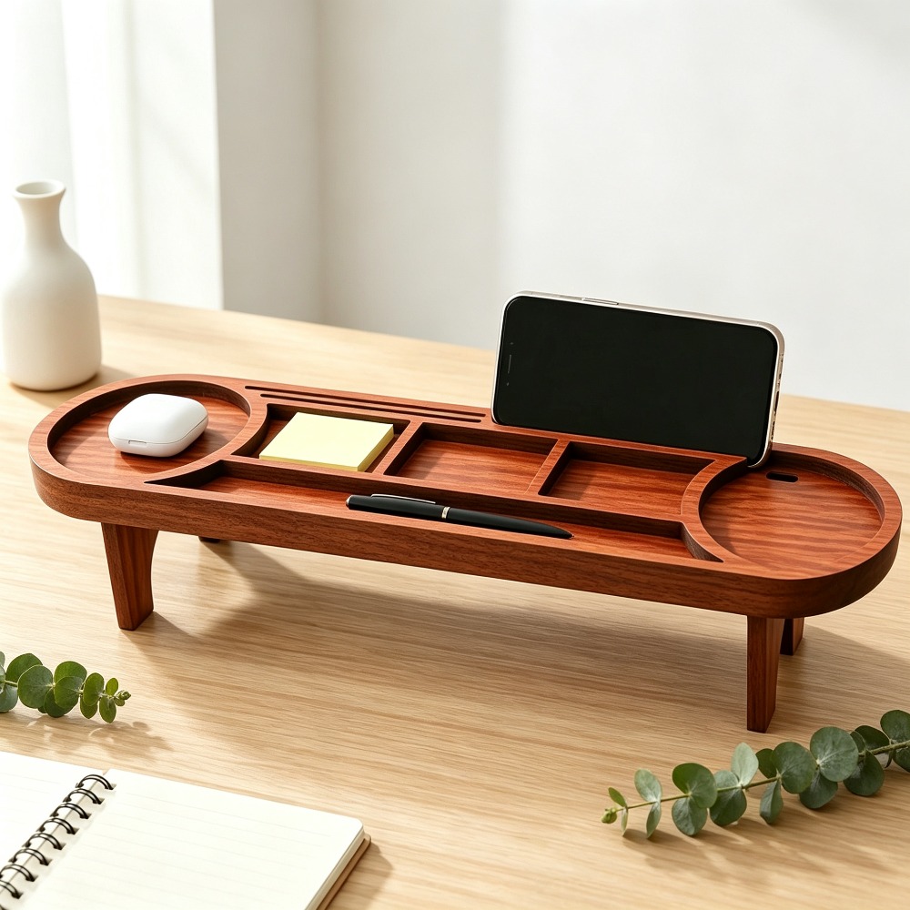 Home Office Freelancer - Organizer da Scrivania in Legno con