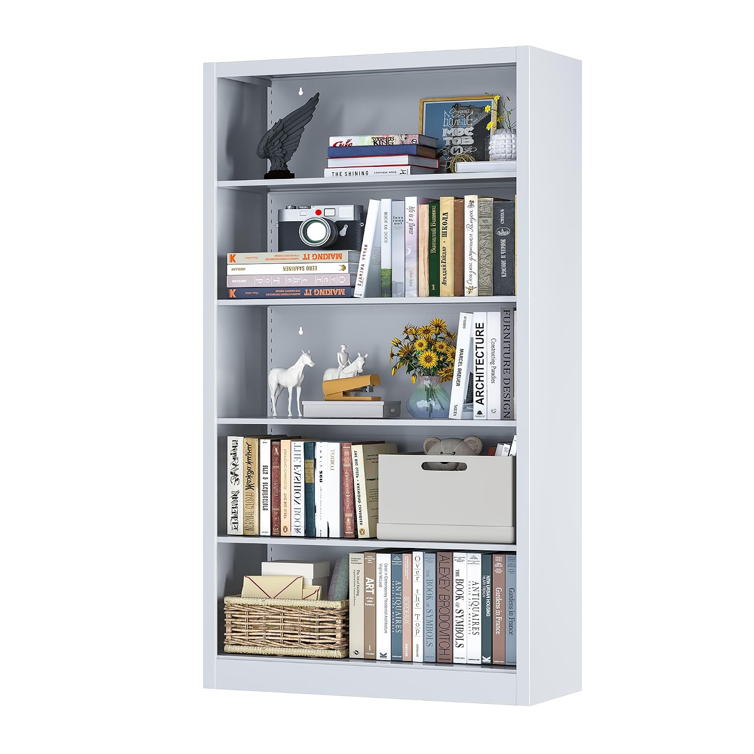 Home Office With Library - Libreria in Metallo a 5 Ripiani,