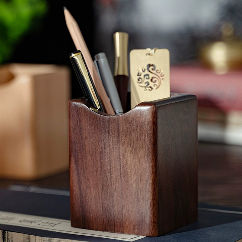Desktop Organizer Bamboo - Portapenne in noce naturale Custodia per