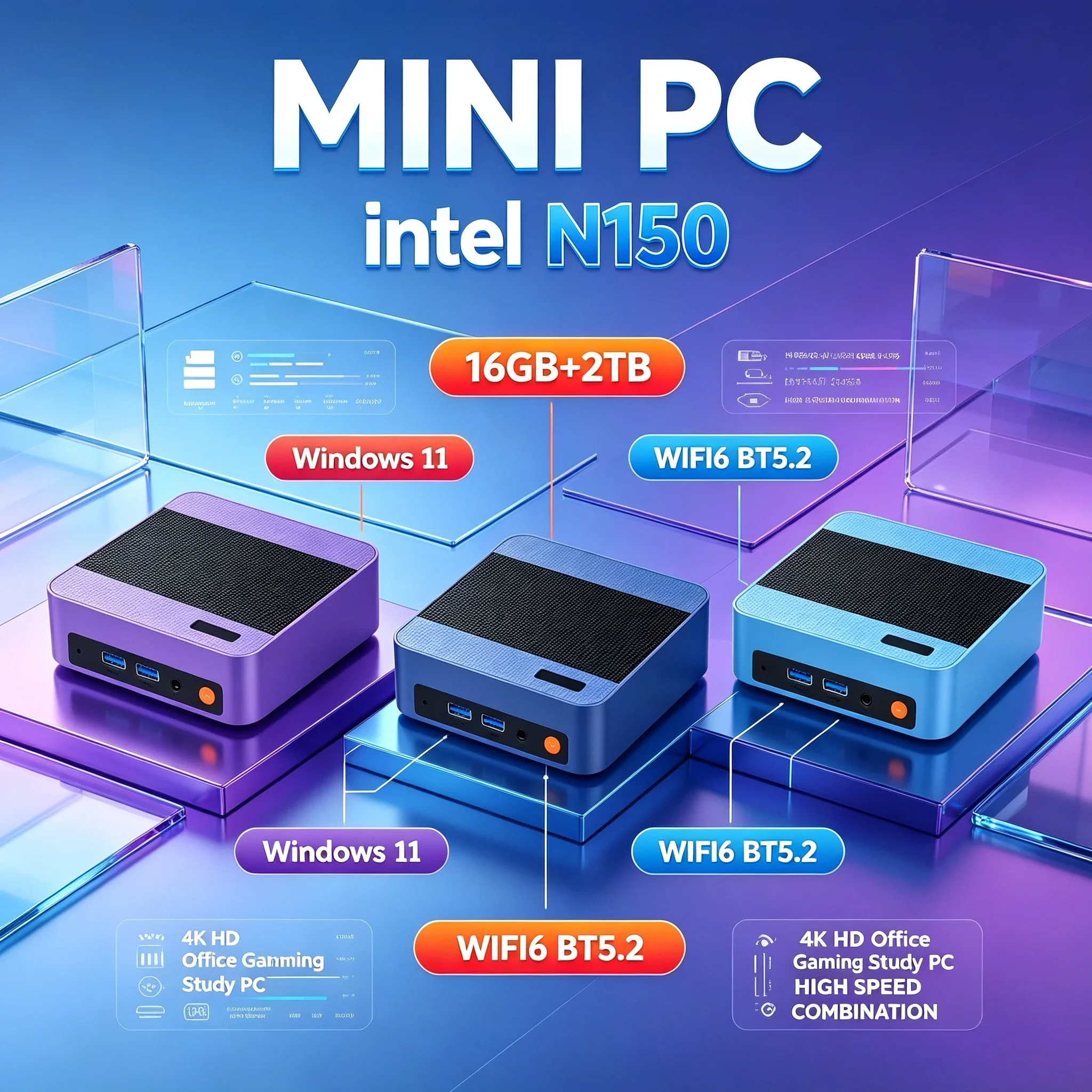 Home Office Windows 11 - Mini computer portatile leggero con processore