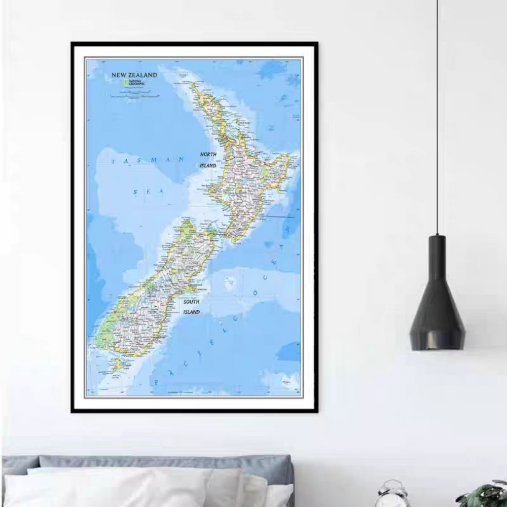 Home Office With Library - Poster Mappa della Nuova Zelanda in