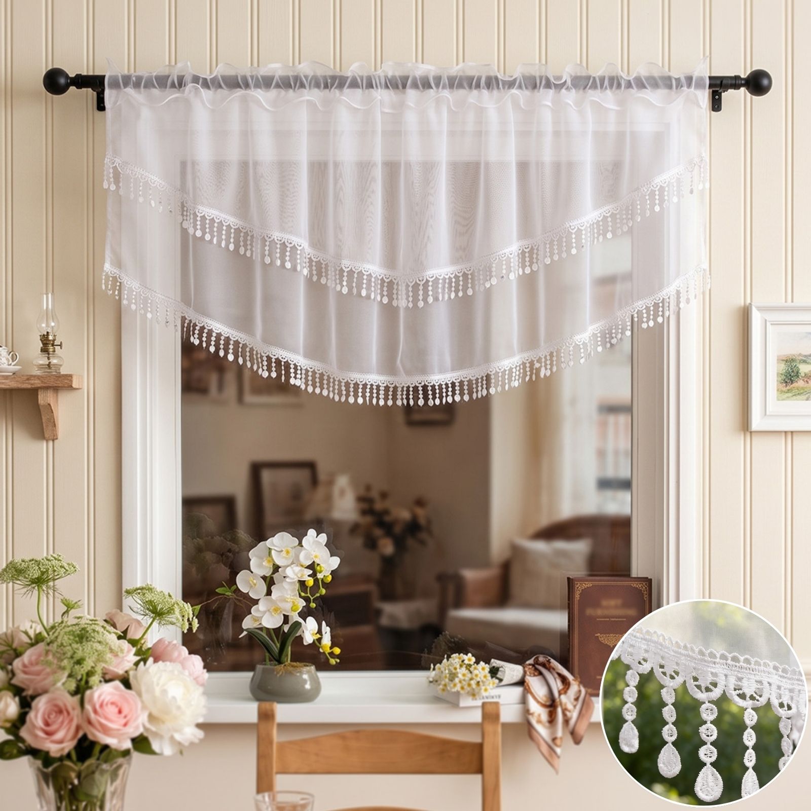 2 Pezzi Tende a Balza Bianche  - Home Office Kitchen recensione e prezzo